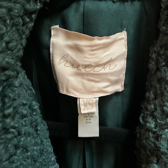 Anthropologie Hutch Colorblocked Sherpa-Trimmed Coat Green XS - Picture 10 of 14
